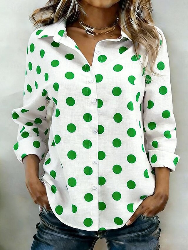 Women's Shirt Buttons Print Graphic Geometric Elegant