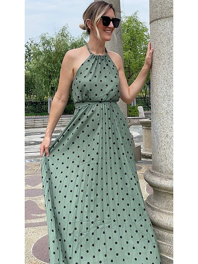 Women's Casual Dress Swing Dress Polka Dot Dress Long