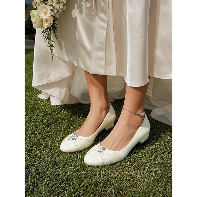 with Satin Wedding Light Women's Rhinestone Flats Blue