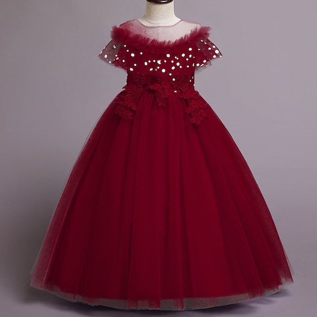 Kids Party Color Girls' Solid Dress Girl Flower