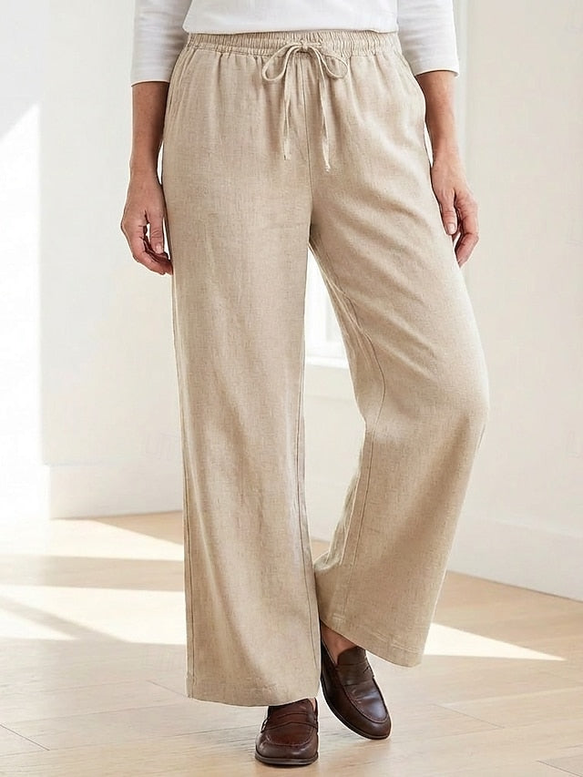 70% Linen Women's Linen Pants Culottes Wide Leg Wide Leg