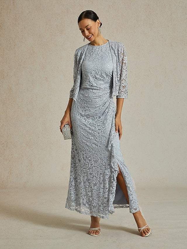 Women's Lace Shirt Elegant Daily Party Crew Neck Light Grey