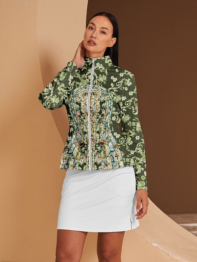 Women's Golf Jacket Green Long Sleeve Top Ladies Golf