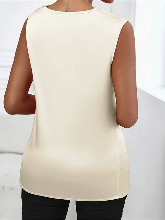 Women's Elegant Satin Top Tank Top Silky Tops Plain Fashion
