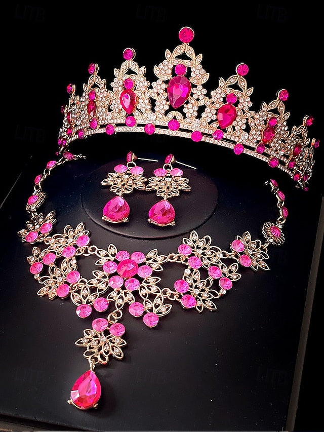 Rhinestone Women's Jewelry and Tiara Silver – Set Elegant