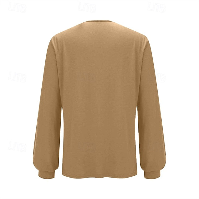 Women's T Shirt Tee Top Sequins Patchwork Solid Color