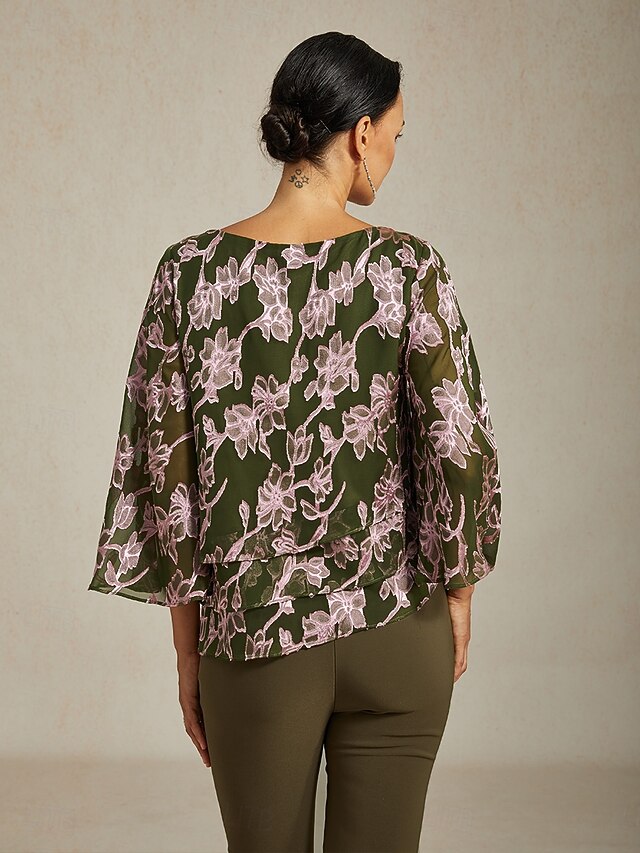 Women's Blouse Chiffon Tops Lace Floral Elegant Stylish