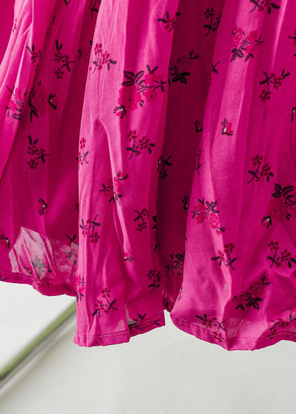 Casual Rose Wrinkled Print Cotton Skirt Summer AZ1030