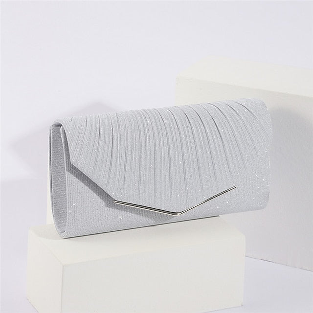 Women's with Evening Elegant Glitter Clutch Gold Metal Bag