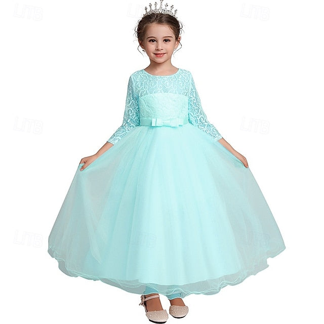 Half Flower Girls' Kids Girl Sleeve Dress Wedding