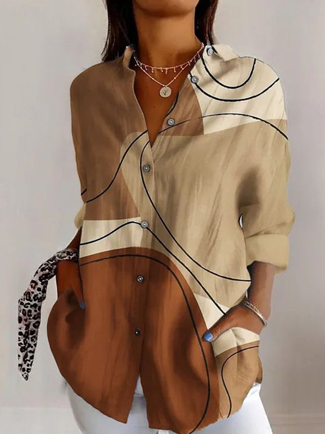 Women's Shirt Linen Like Breathable Lightweight Graphic