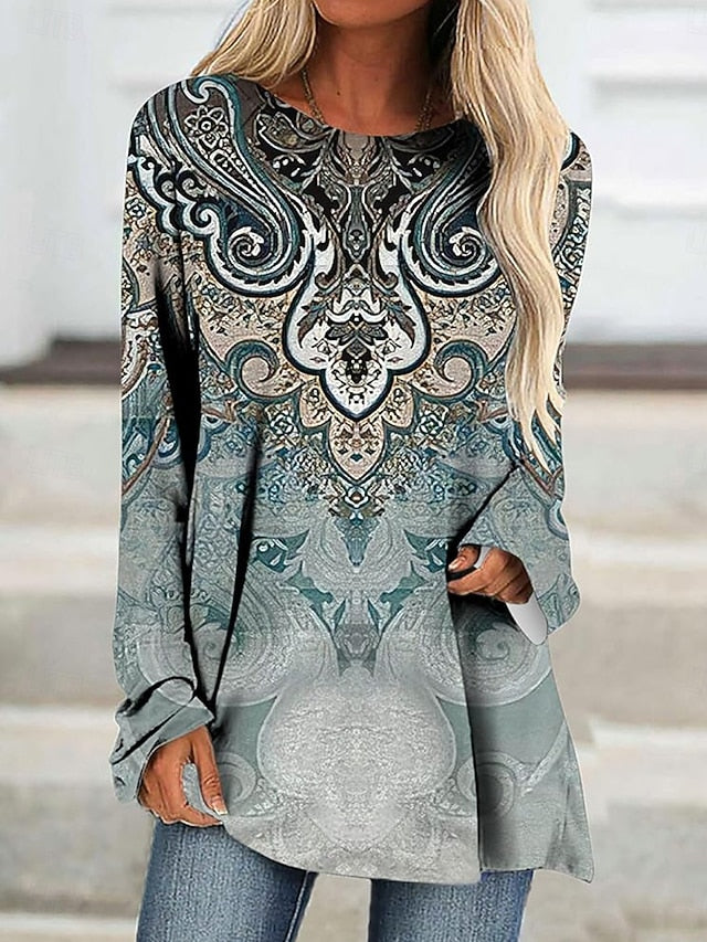 Women's T Shirt Print Graphic Tribal Vintage Stylish Casual