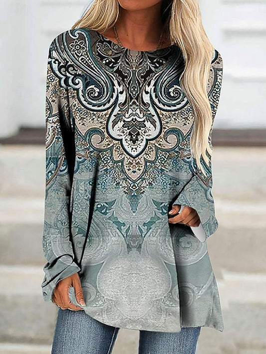 Women's T Shirt Print Graphic Tribal Vintage Stylish Casual