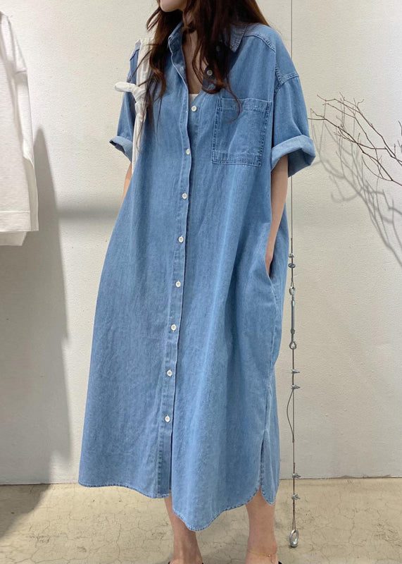 Robe d'été oversize en jean bleu style bohème pour les vacances 