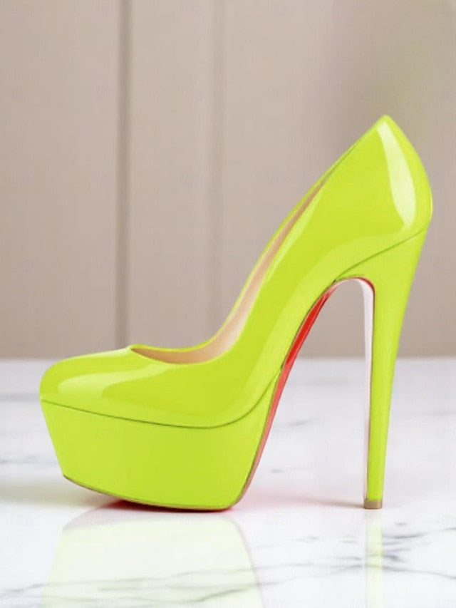Women's and Pointed-Toe Patent Platform Heels with Black