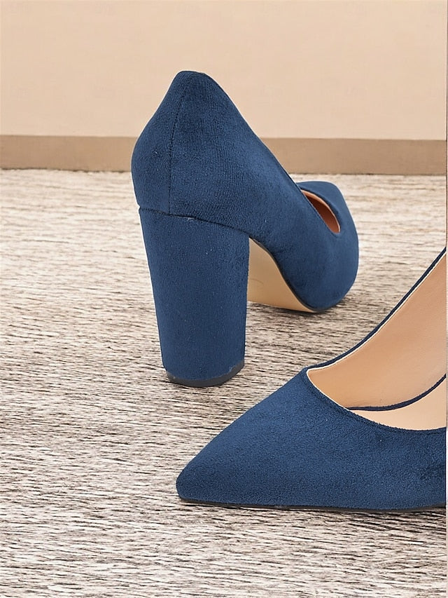 Heel Heels Block | High Pointed Suede Toe Classic Women's