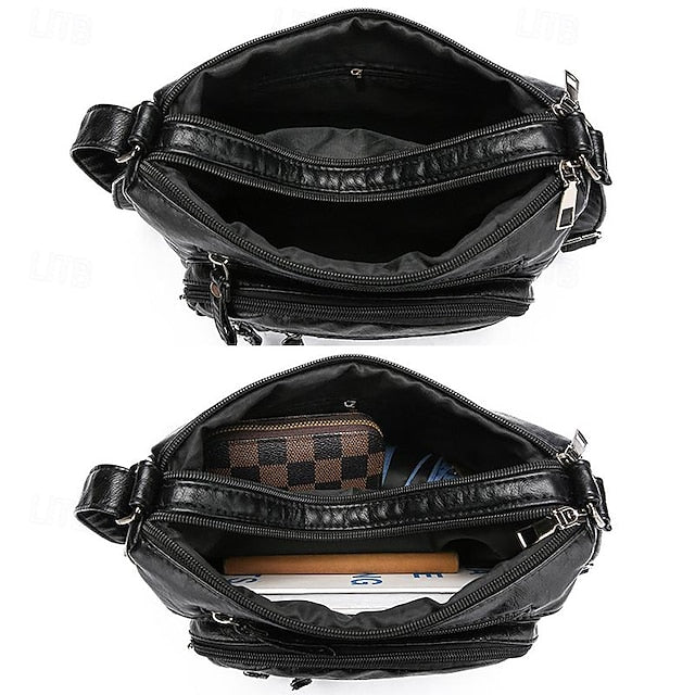 Bag Women's Faux Multiple Leather with Quilted Crossbody