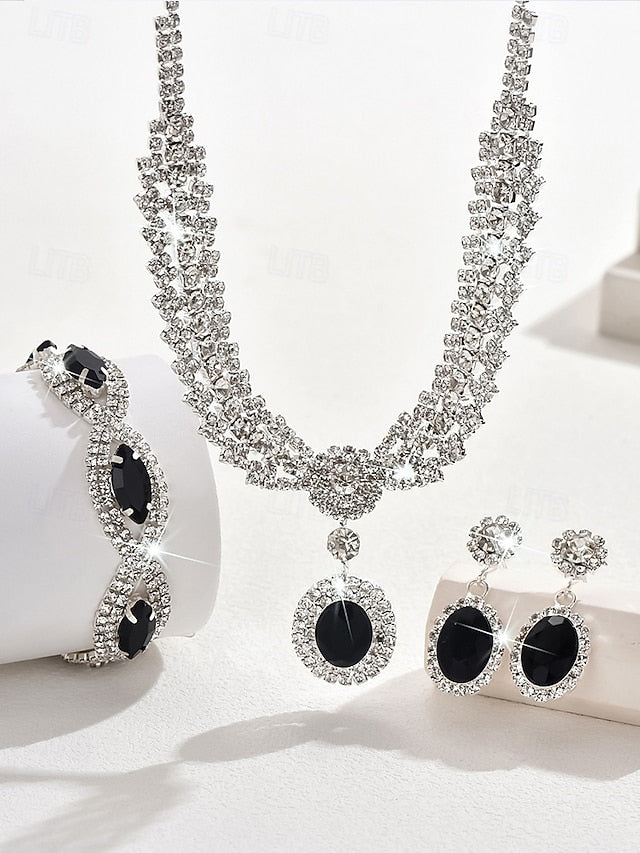 Crystal Necklace Set Jewelry Women Green – for Luxury Elegant
