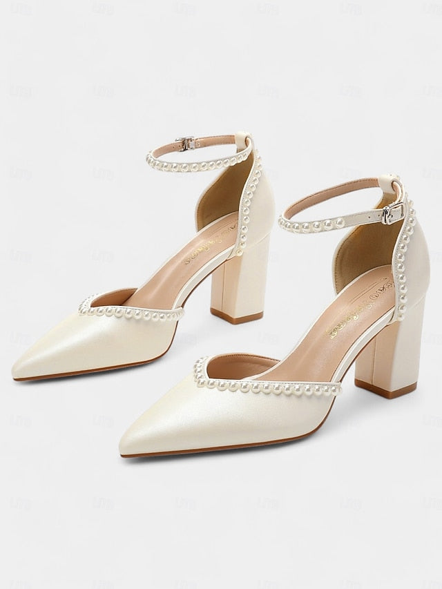 Wedding Women's Heels Elegant Pearl-Embellished