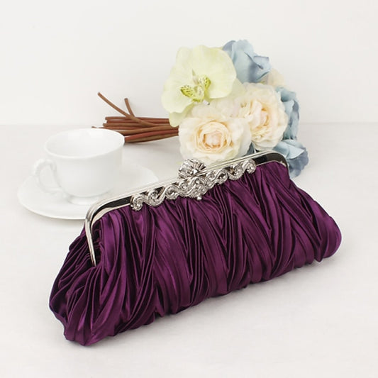 Pleated Satin – Women's Evening White Clutch Elegant