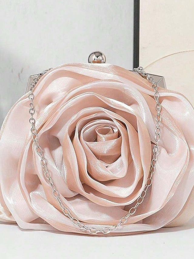 – Flower Satin Purse Elegant Women's Clutch Rose Evening