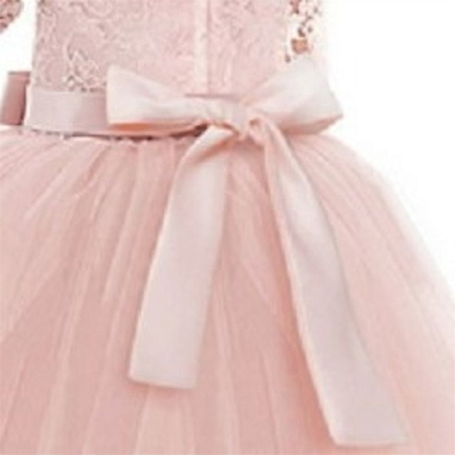 Half Flower Girls' Kids Girl Sleeve Dress Wedding