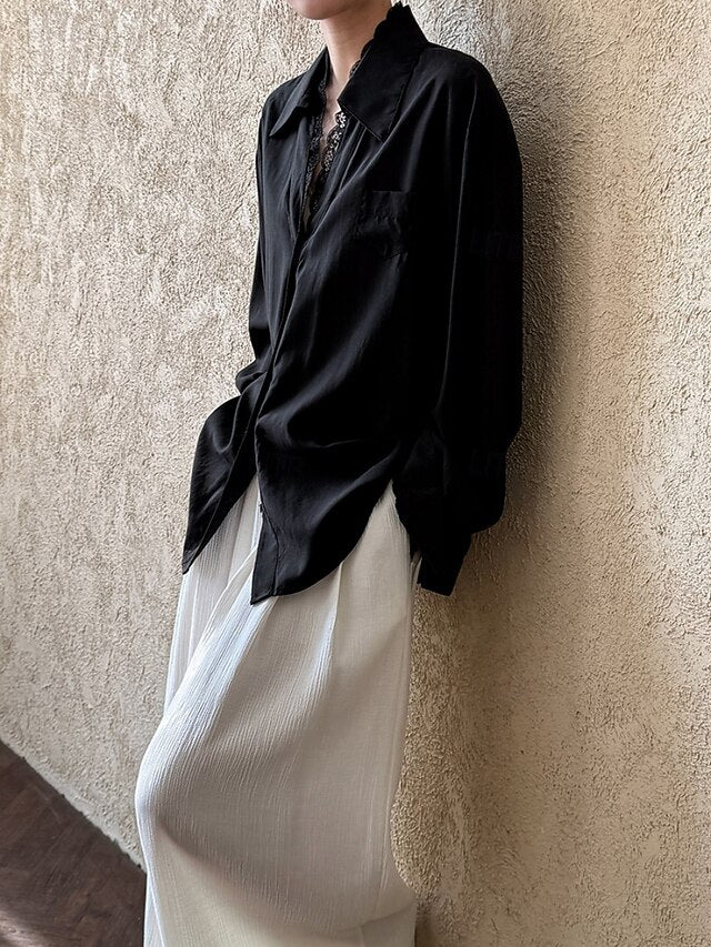 Women's Casual Shirt Button Up Shirt Blouse Lace Patchwork