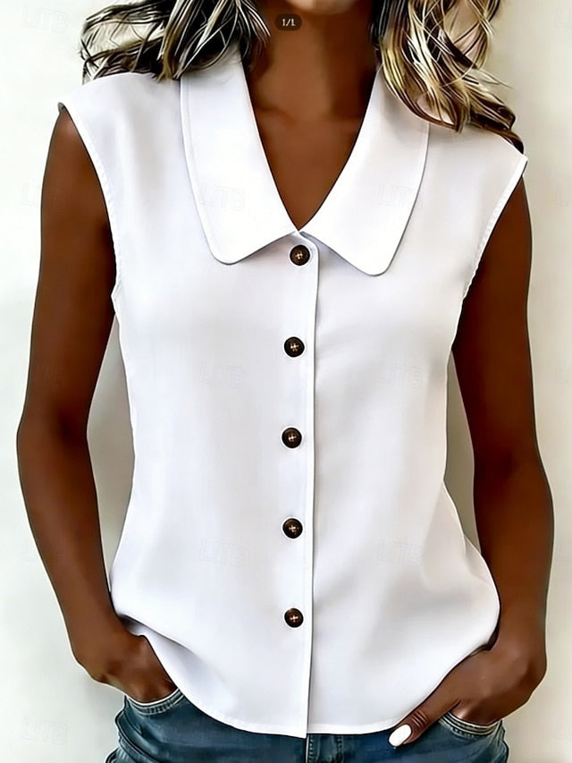 Women's Blouse Buttons Solid Color Daily Stylish Basic