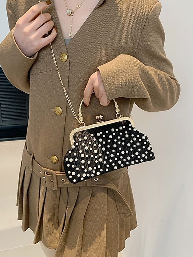 Women's Bag Vintage – Evening Pearl Elegant Beaded Clutch
