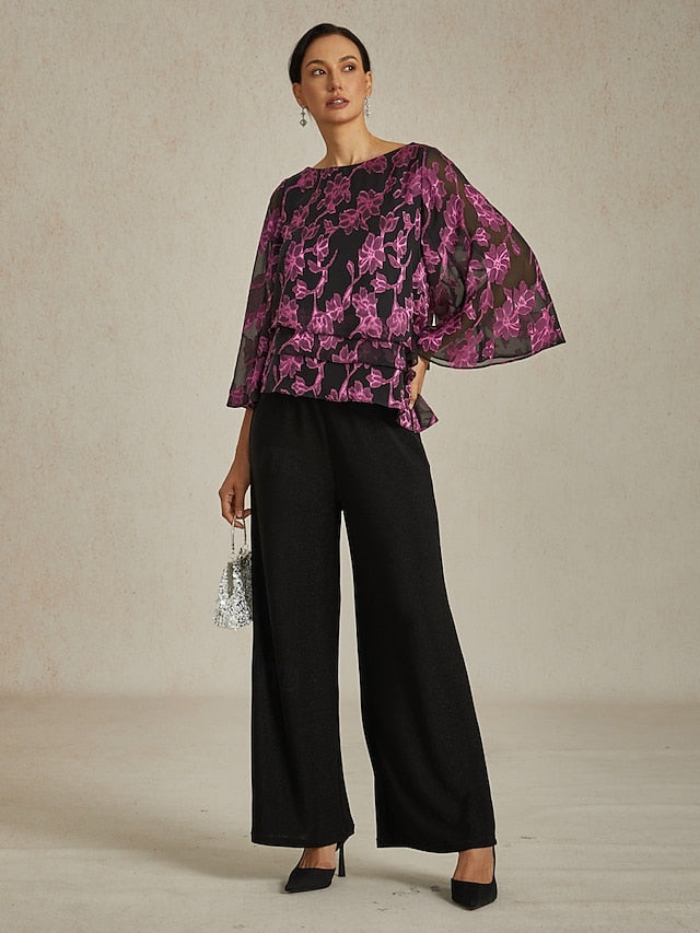 Women's Blouse Chiffon Tops Lace Floral Elegant Stylish