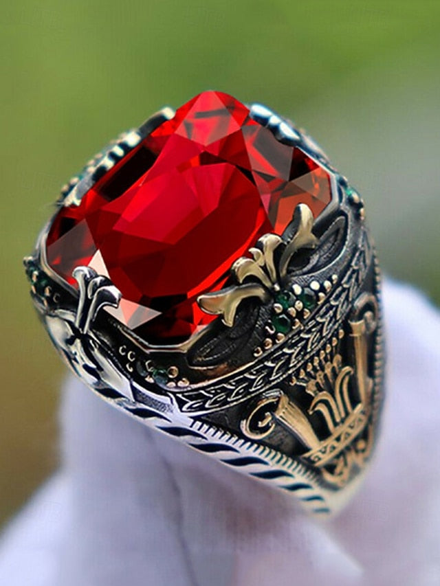 Men's Gemstone Ring Alloy