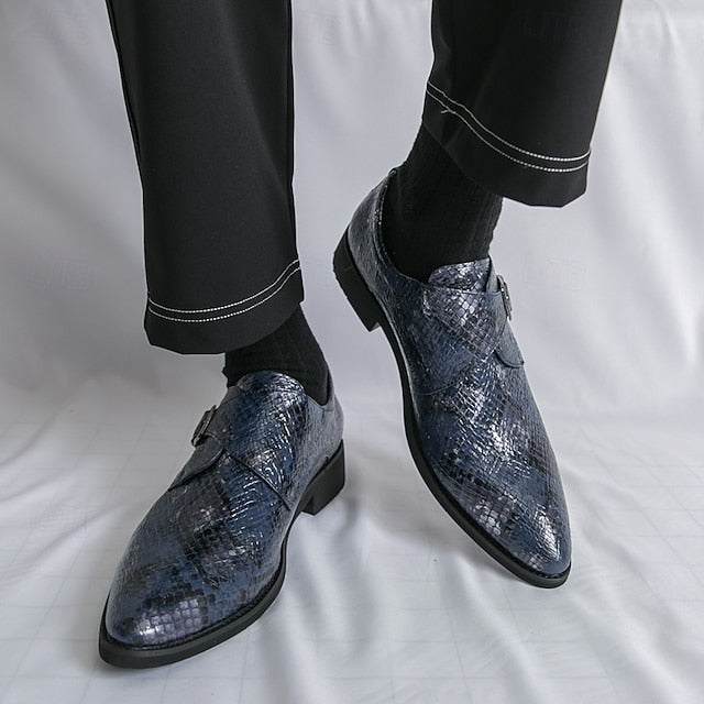 Shoes Monk Formal Classic – Snake Print Brown for Men Strap