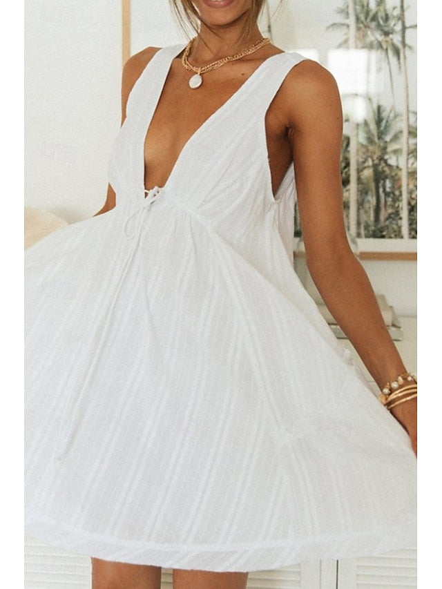 Women's Mini Dress White Dress Graduation Dress Fashion