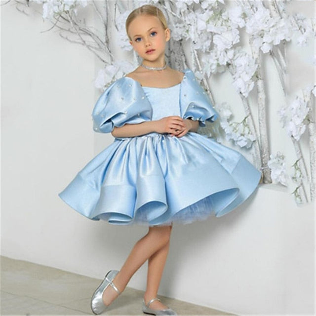 Dress Girl Kids Color Girls' Solid Flower