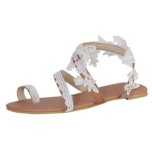 with White Sandals Lace Floral Women's Bridal Flat