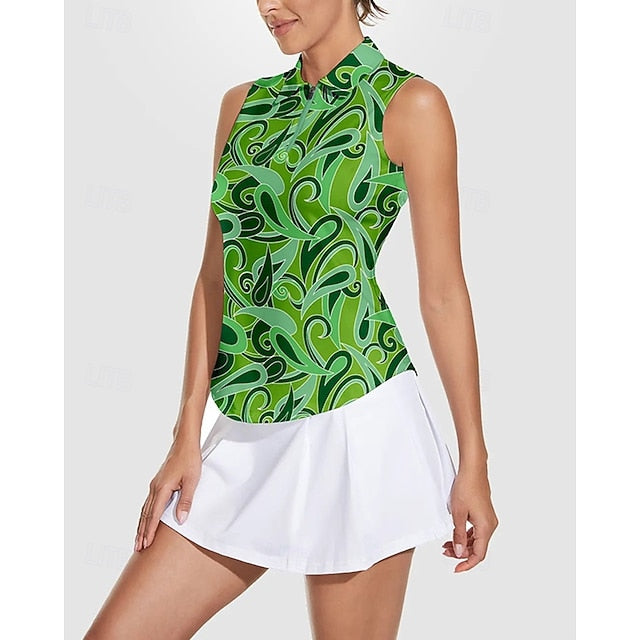 Women's Abstract Art Tennis Shirt Sleeveless Print UPF50+