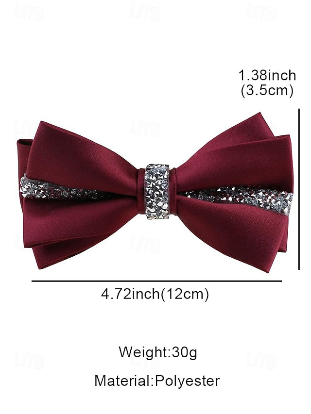 Burgundy Embellishment Bow Elegant with Tie – Satin Crystal