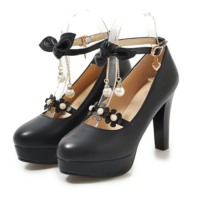 �?Platform White Girls' Jane Wedding Mary Elegant Heels