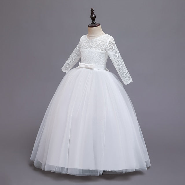 Half Flower Girls' Kids Girl Sleeve Dress Wedding