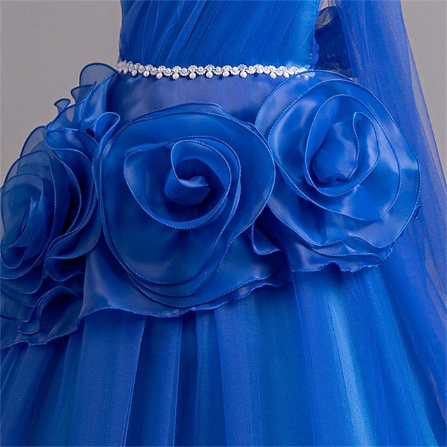 Girls' Party Cosplay Color Dress Solid Kids