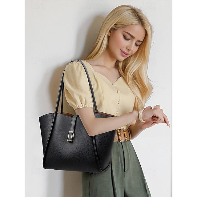 Sac fourre-tout vert en similicuir pour femme