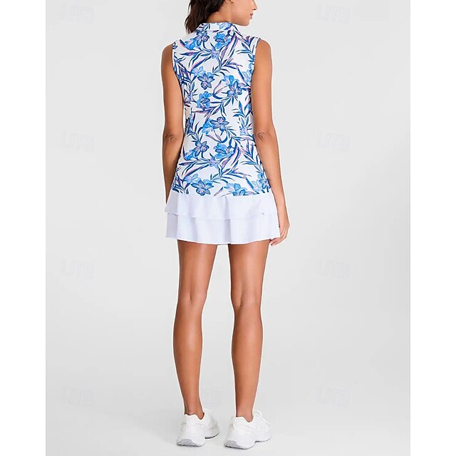 Women's Floral Tennis Shirt Sleeveless Print UPF50+ Quick