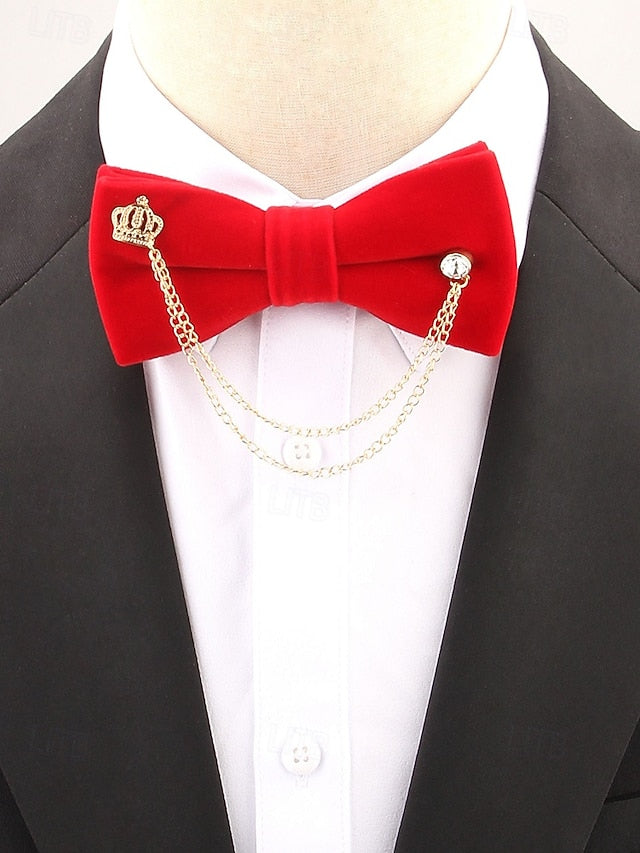 Detail Bow Chain Men's – Tie and Velvet with Crown