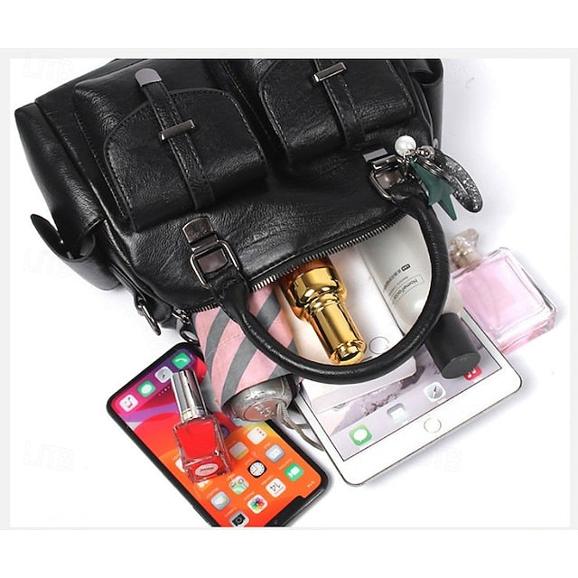 Stylish Large – Women's Blue Leather Handbag Faux