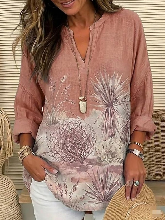 Women's Shirt Tunic Print Graphic Flower Vintage Daily