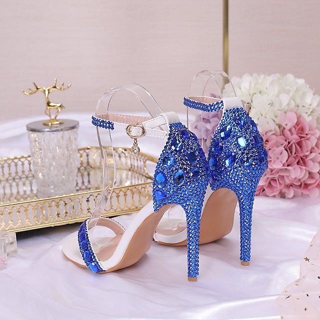 Matching Stiletto Green Ankle Heels Rhinestone Women's with
