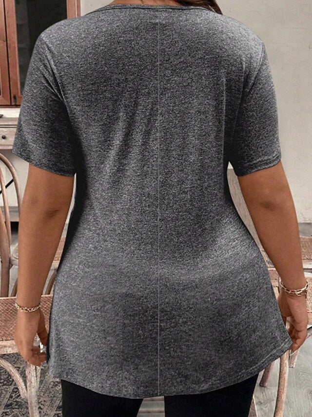 Women's T Shirt Ruched Patchwork Solid Color Fashion Casual