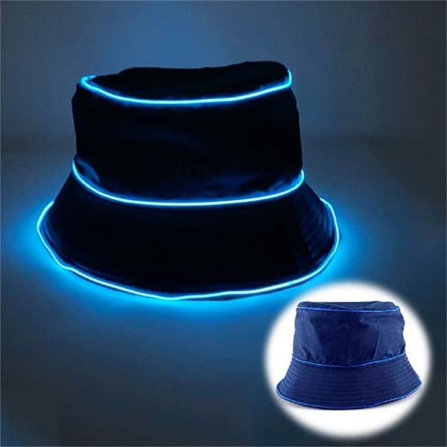 LED Luminous Fisherman Hat Men and Women Solid Color Flat Top