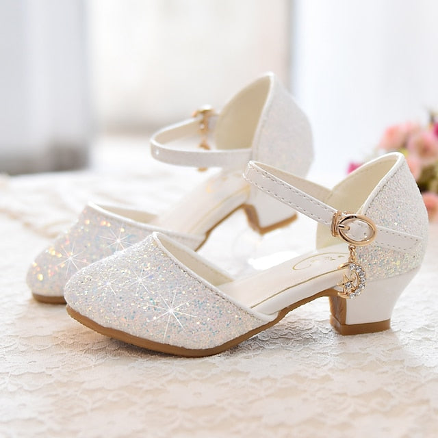 Heels Rubber Girls' PU Glitters Party Princess Little Shoes