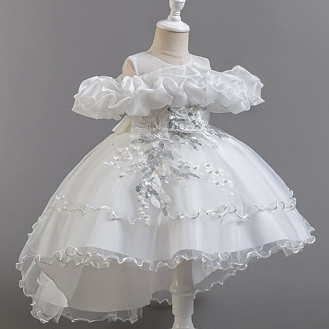 Short Flower Dress Party Kids Sleeve Wedding Girls' Floral